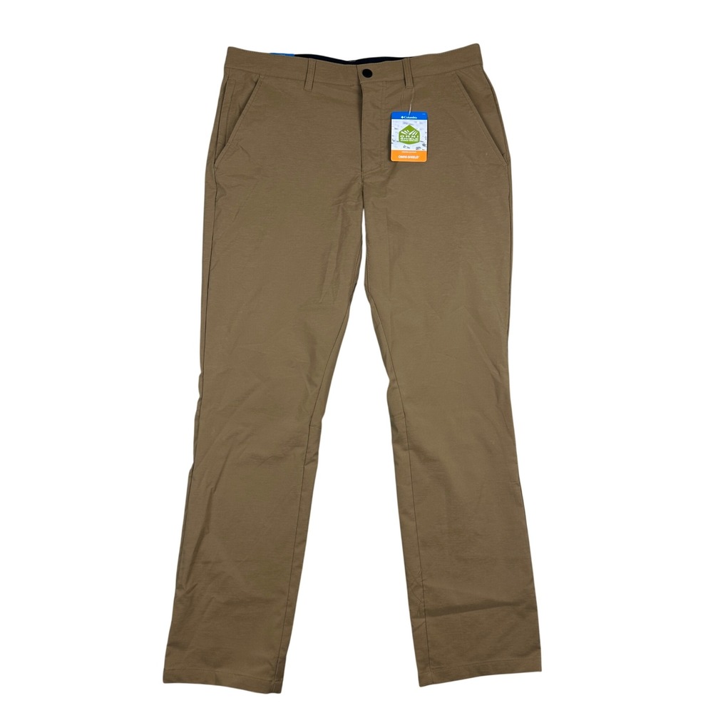 Columbia Mens Omni Shield Straight Leg Pants Dark Beige Outdoor Hiking 32x30 NWT